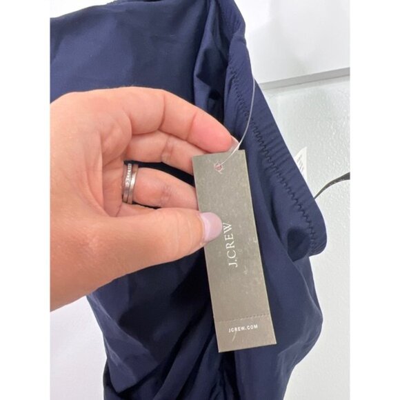 NWT J. Crew Removable Halter Strap Ruched One-piece Ruched Navy Blue Swimsuit - Picture 5 of 9